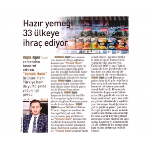 HAZIR YEMEĞİ 33 ÜLKEYE İHRAÇ EDİYOR